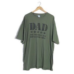 NEW Dad The Toughest Job You’ll Ever Love 5 Stars Army Green Father’s Day Tee